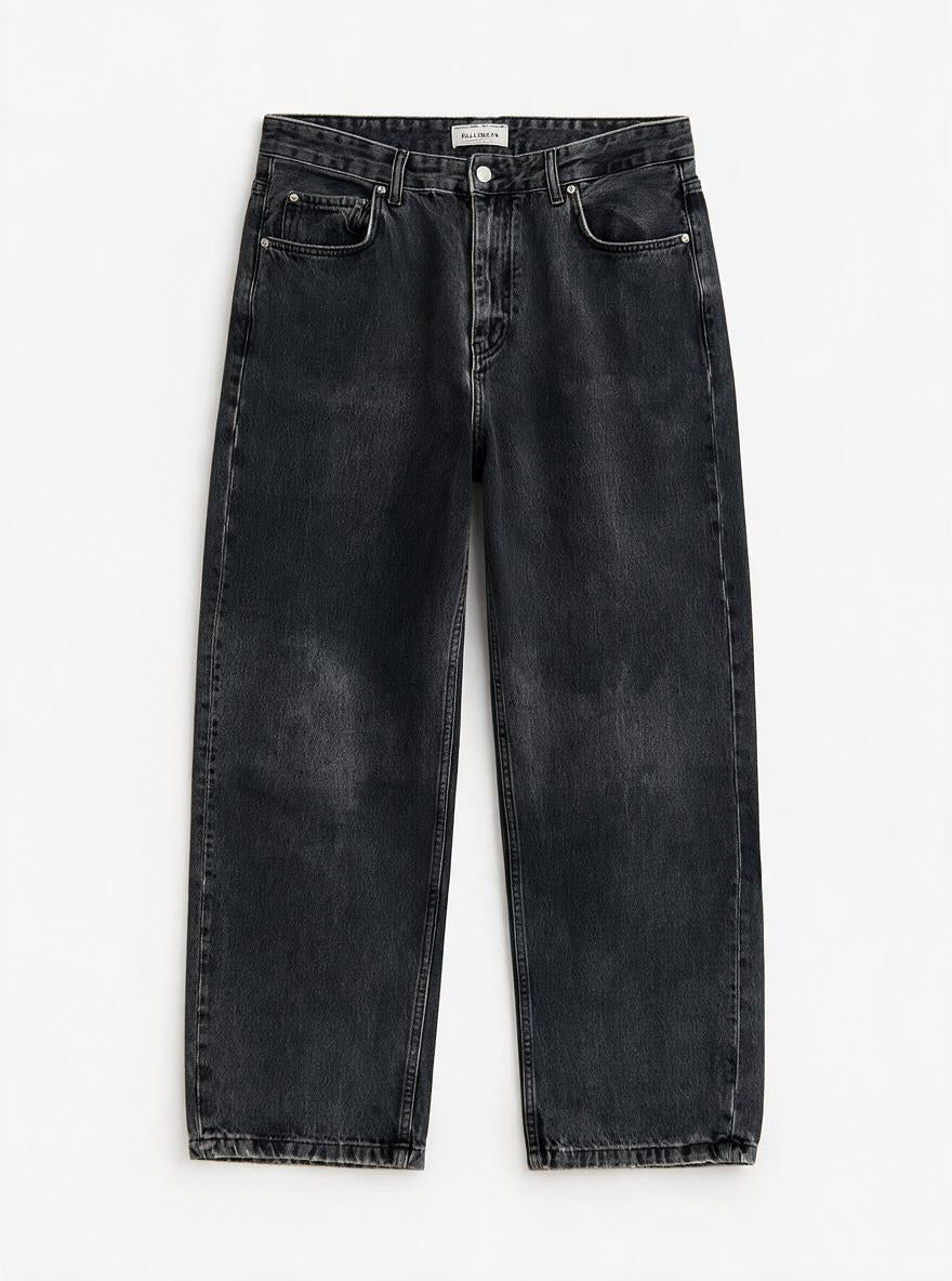 PULL&BEAR JEAN BAGGY NOIR DÉLAVÉ - Taille XL