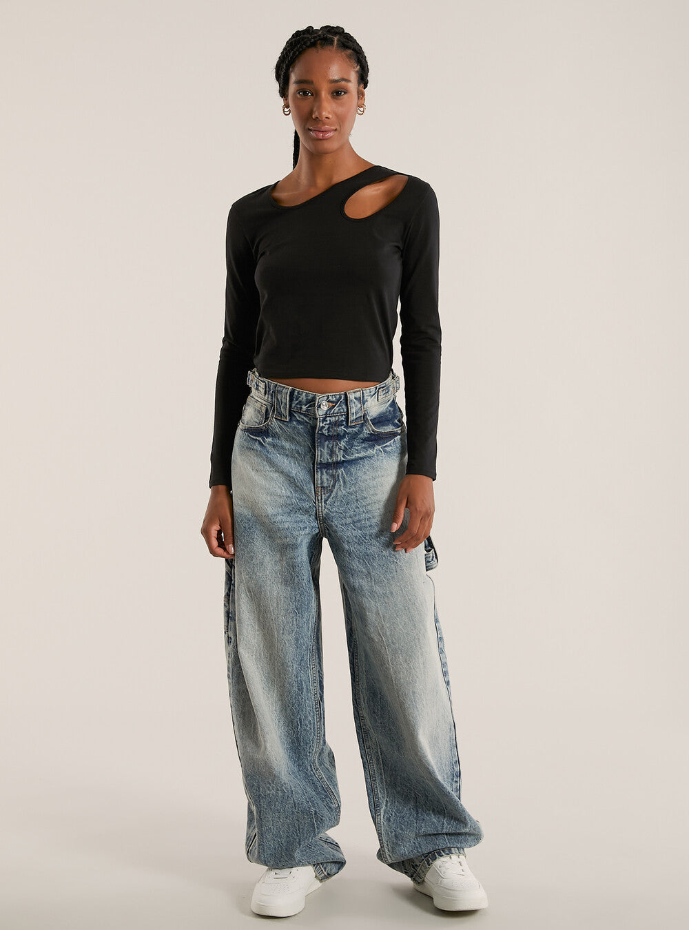 BERSHKA JEAN BALLON CARPENTER VINTAGE - Taille M