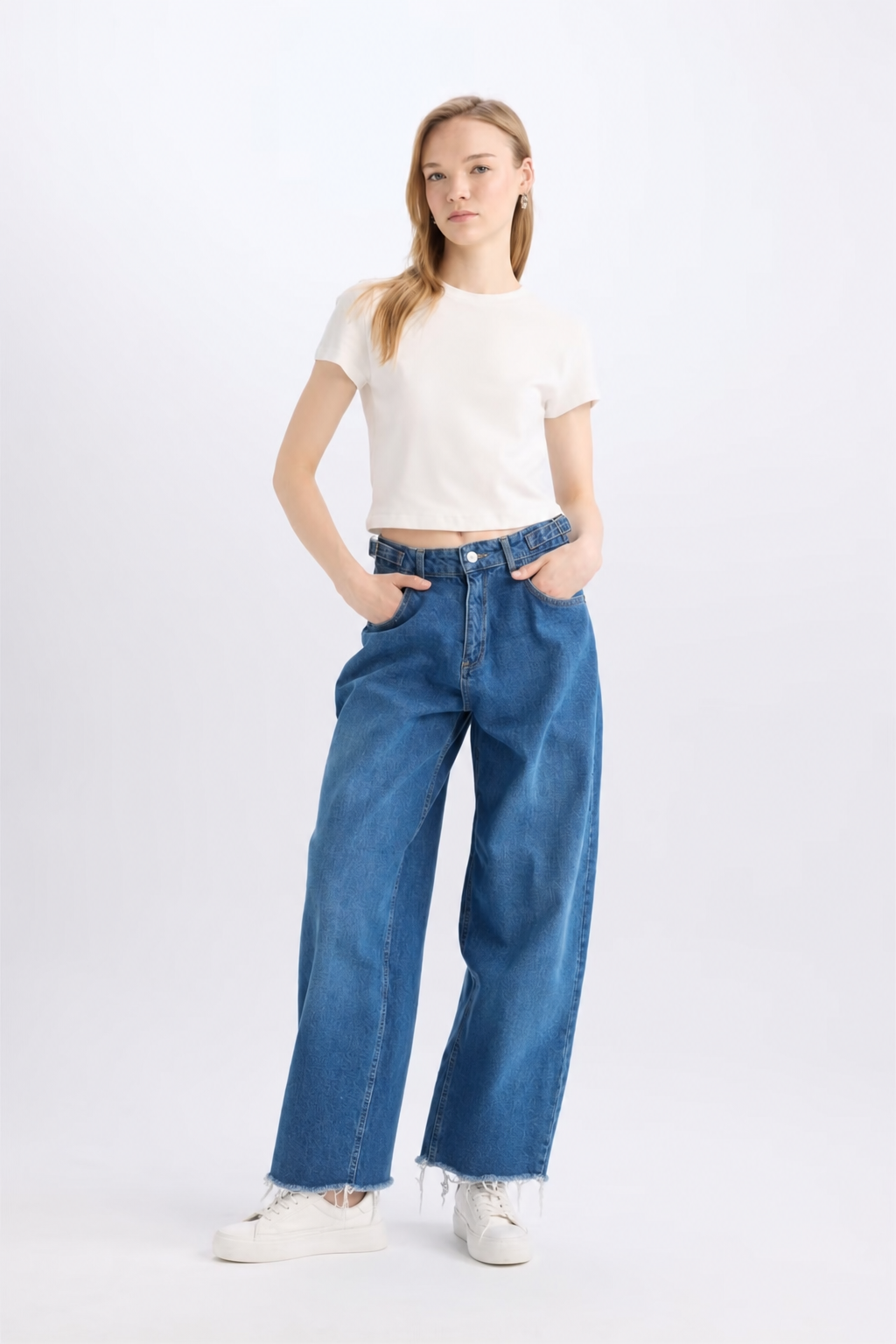 Defacto Jean Baggy Taille Haute Bleu foncé - 2XL