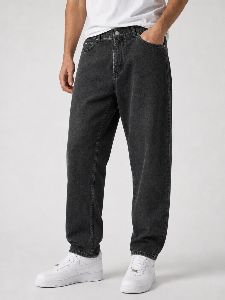 JEAN BARREL NOIR DÉLAVÉ - Taille 36