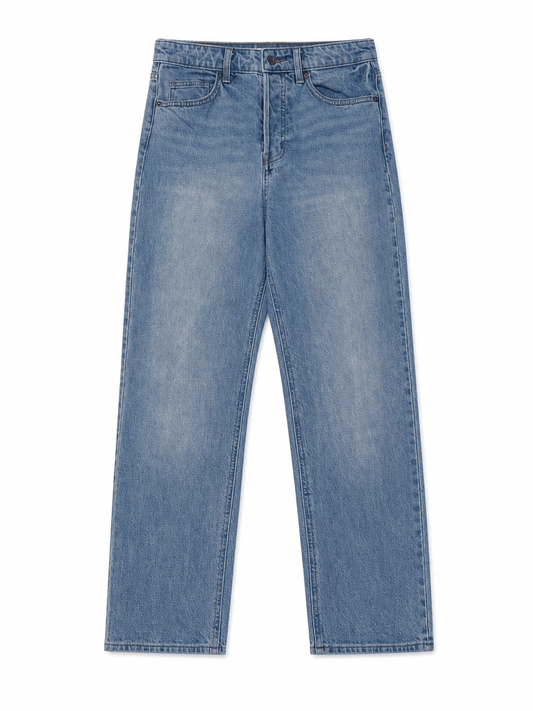 JEAN DROIT STONE WASH BLEU - Taille 38 - Denim Co. SN