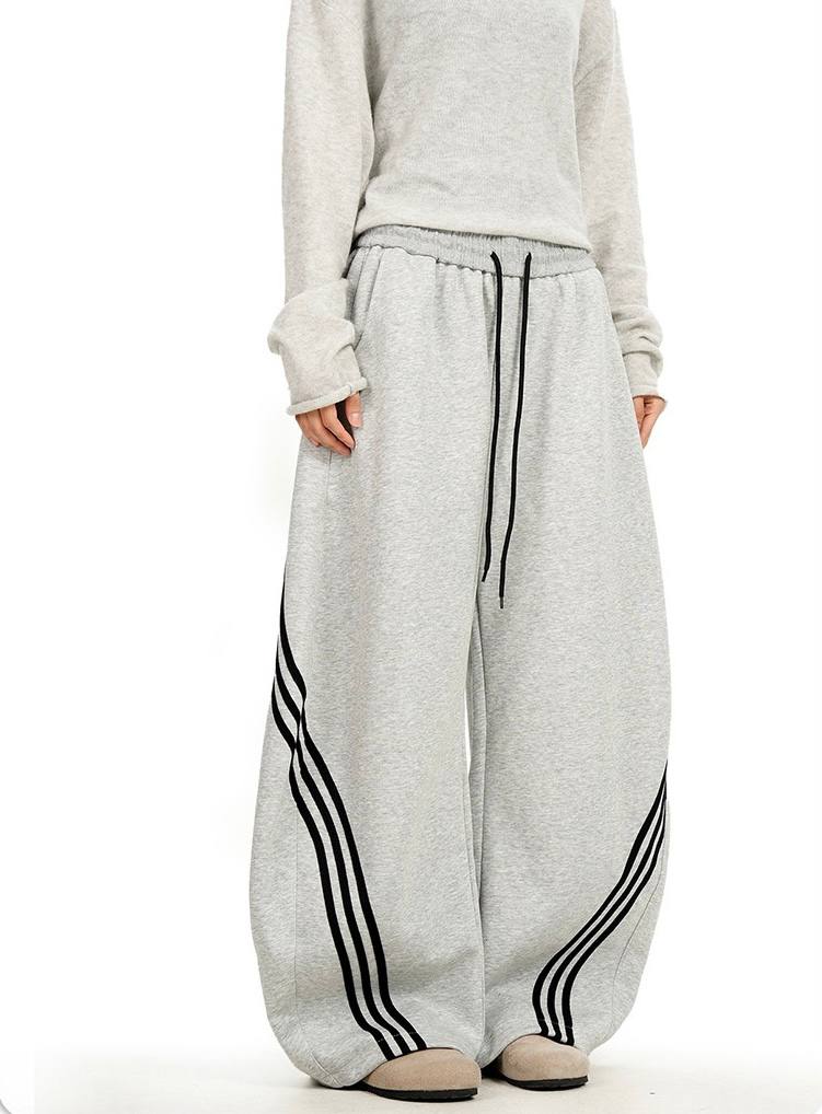 STRIPE WIDE LEG SWEATPANTS